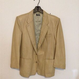 Vintage Buttercream Leather Blazer Jacket in Sz L